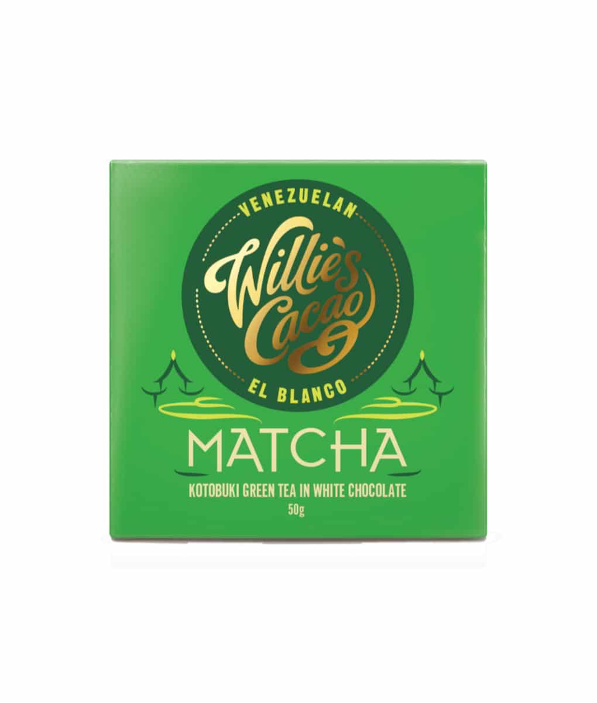 Willie's cacao Matcha Kotobuki Green Tea in white chocolate