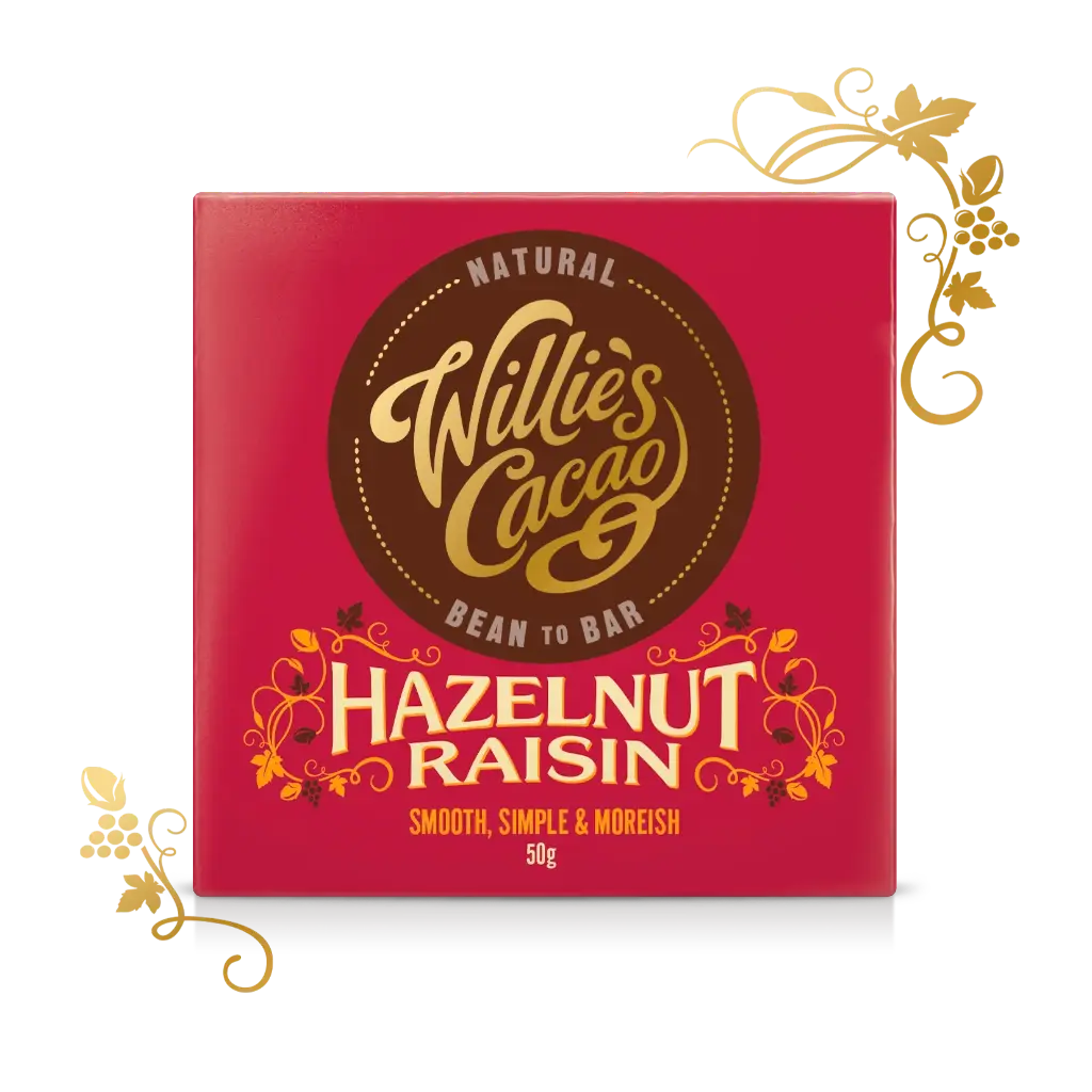 Willie's cacao Hazelnut Raisin 70 procent Peru