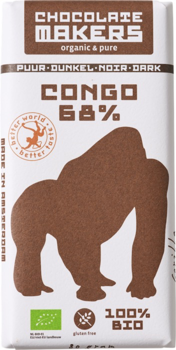 Chocolatemakers Gorilla Bar Puur 68% Congo