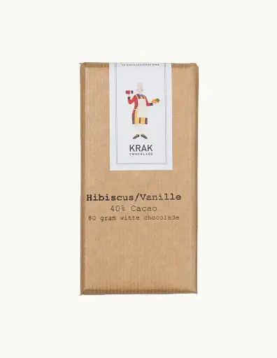 Krak Chocolade - Hibiscus Vanille witte chocolade 40 procent