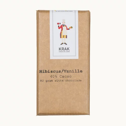 krak chocolade hibiscus vanille witte chocolade 40 procent bio